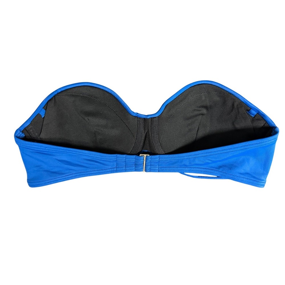 Victoria's Secret The Knockout Bandeau Bikini Top Blue 34D Twist Front Strapless - Picture 2 of 6